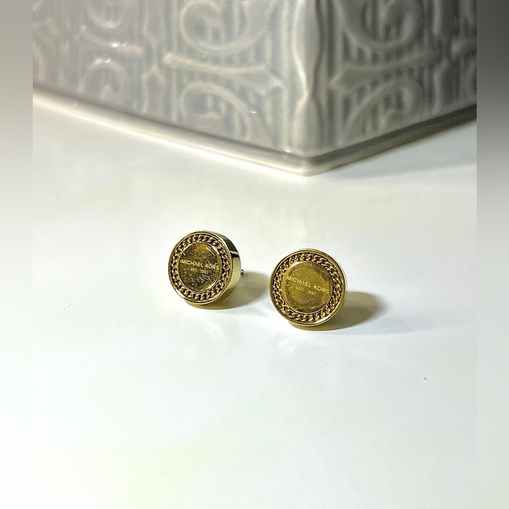 Michael Kors Gold Logo Earrings